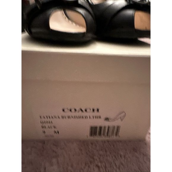 Coach ‘Tatiana’ Burnished Leather Peep-Toe Pumps, Black (Q1041) - Picture 3 of 6